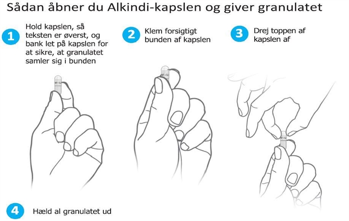 Alkindi Diurnal Europe B.V. granulat i enkeltdosisbeholder 0,5 mg, 1 mg, 2 mg og 5 mg