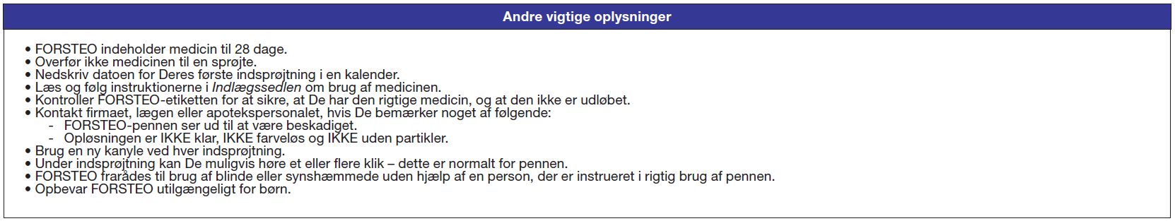Forsteo Abacus Medicine A/S injektionsvæske, opløsning 20 mikrog/80 mikrol.