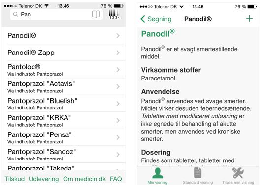 Screendump min.medicin.dk app
