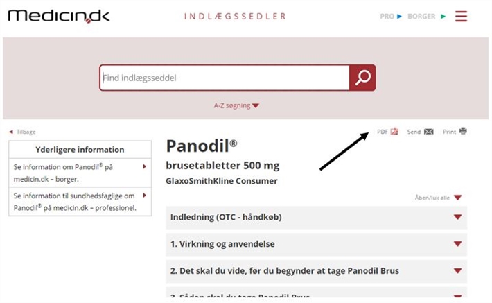 Panodil pdf indlægssedler januar 2021