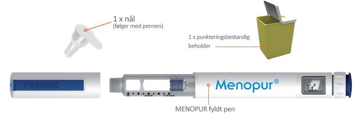 Menopur Ferring Lægemidler A/S injektionsvæske, opløsning i fyldt pen 600 IE og 1200 IE