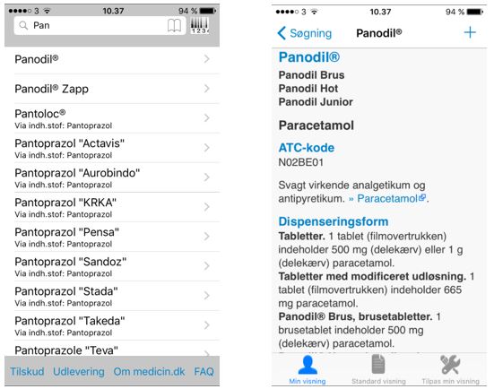 Pro app visning af Panodil