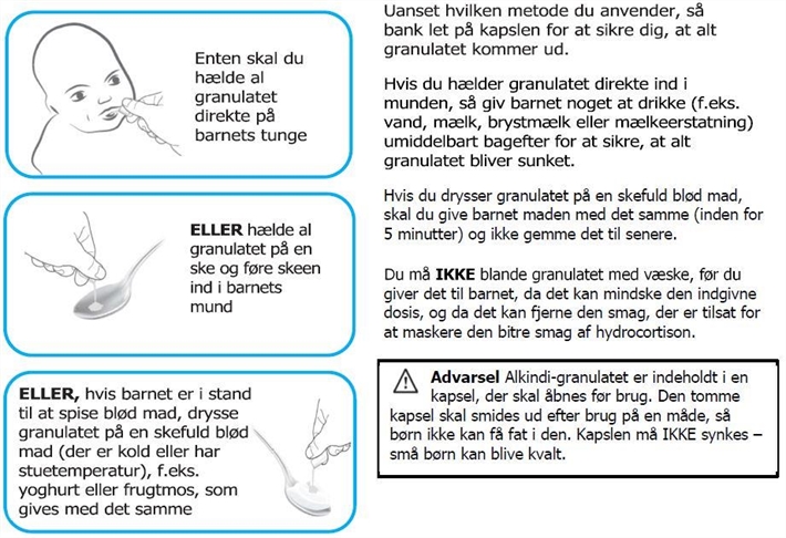 Alkindi Diurnal Europe B.V. granulat i enkeltdosisbeholder 0,5 mg, 1 mg, 2 mg og 5 mg